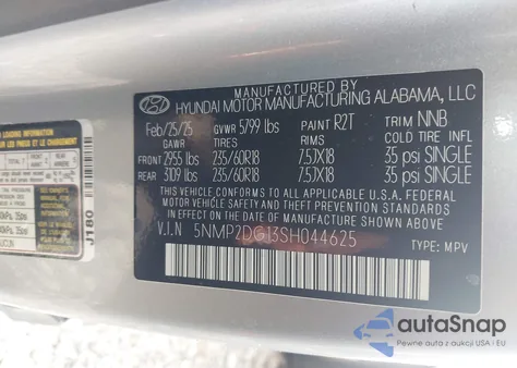 2025 Hyundai Santa Fe Sel from USA, damaged, VIN 5NMP2DG13SH044625